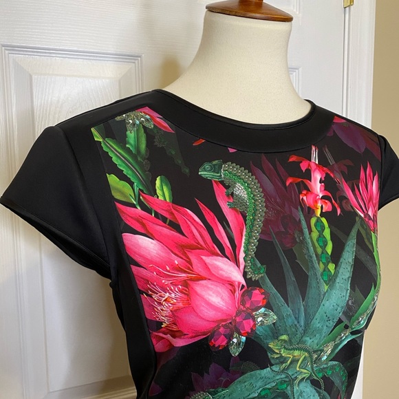 TED BAKER Carpal Chameleon Black Sheath Dress - Picture 3 of 8